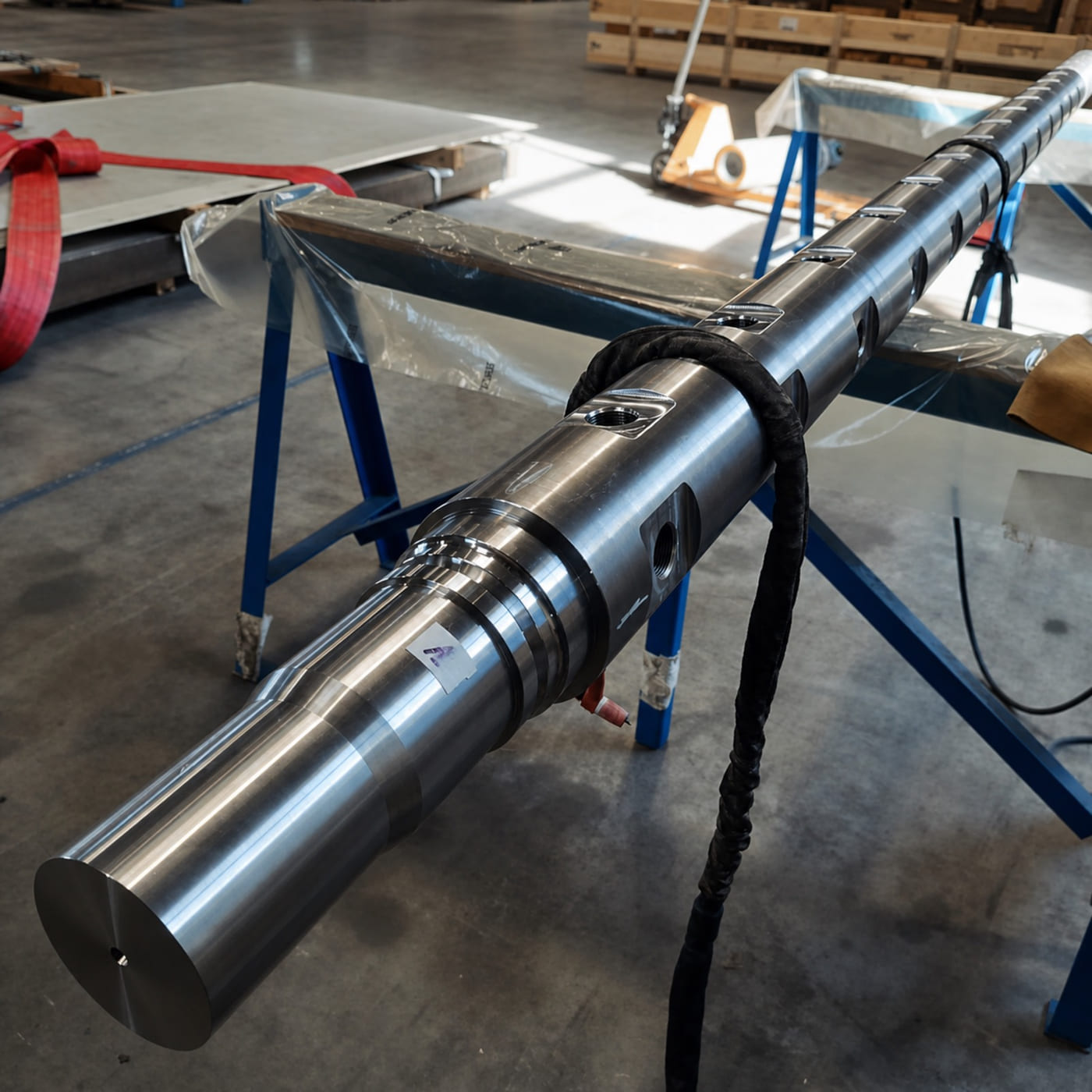 Grand arbre inox usiné et assemblé en atelier